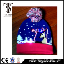 2015 New arrived design acrylic knitted fashion kids Led light hat